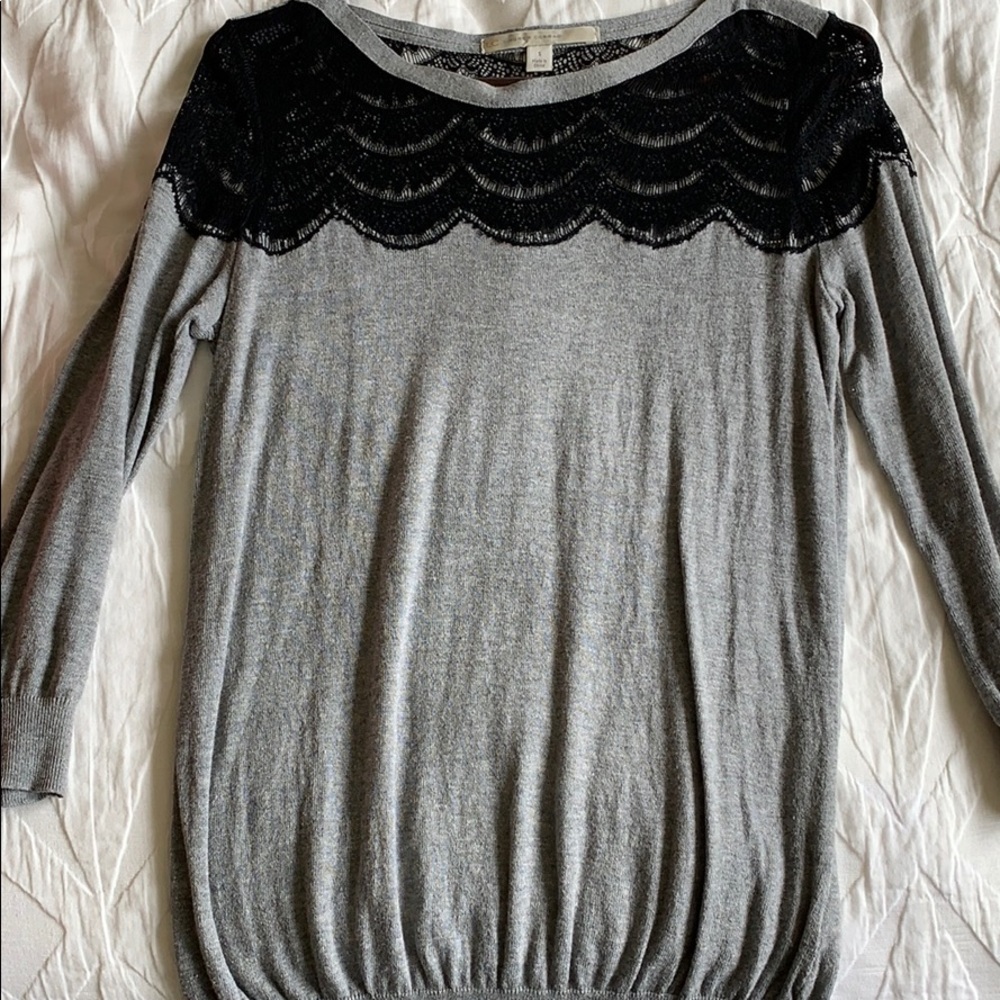 Lauren Conrad gray and black lace top